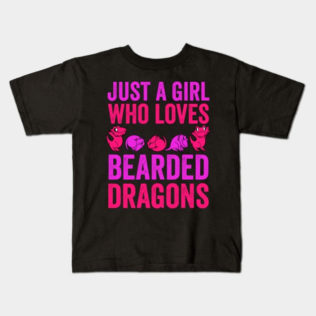 Just A Girl Who Loves Bearded Dragons Kids T-Shirt by Visual Vibes